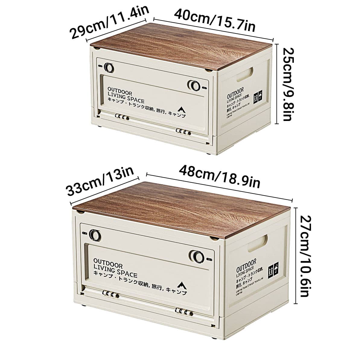 Foldable Camping Storage Box with Wood Grain Lid - Size M (40 x 29 x 25 cm) - view 4