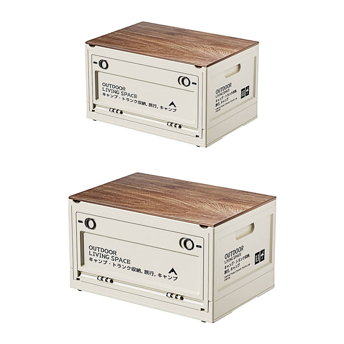 Foldable Camping Storage Crate with Wood Grain Top - Size L (48 x 33 x 27 cm) - view 3