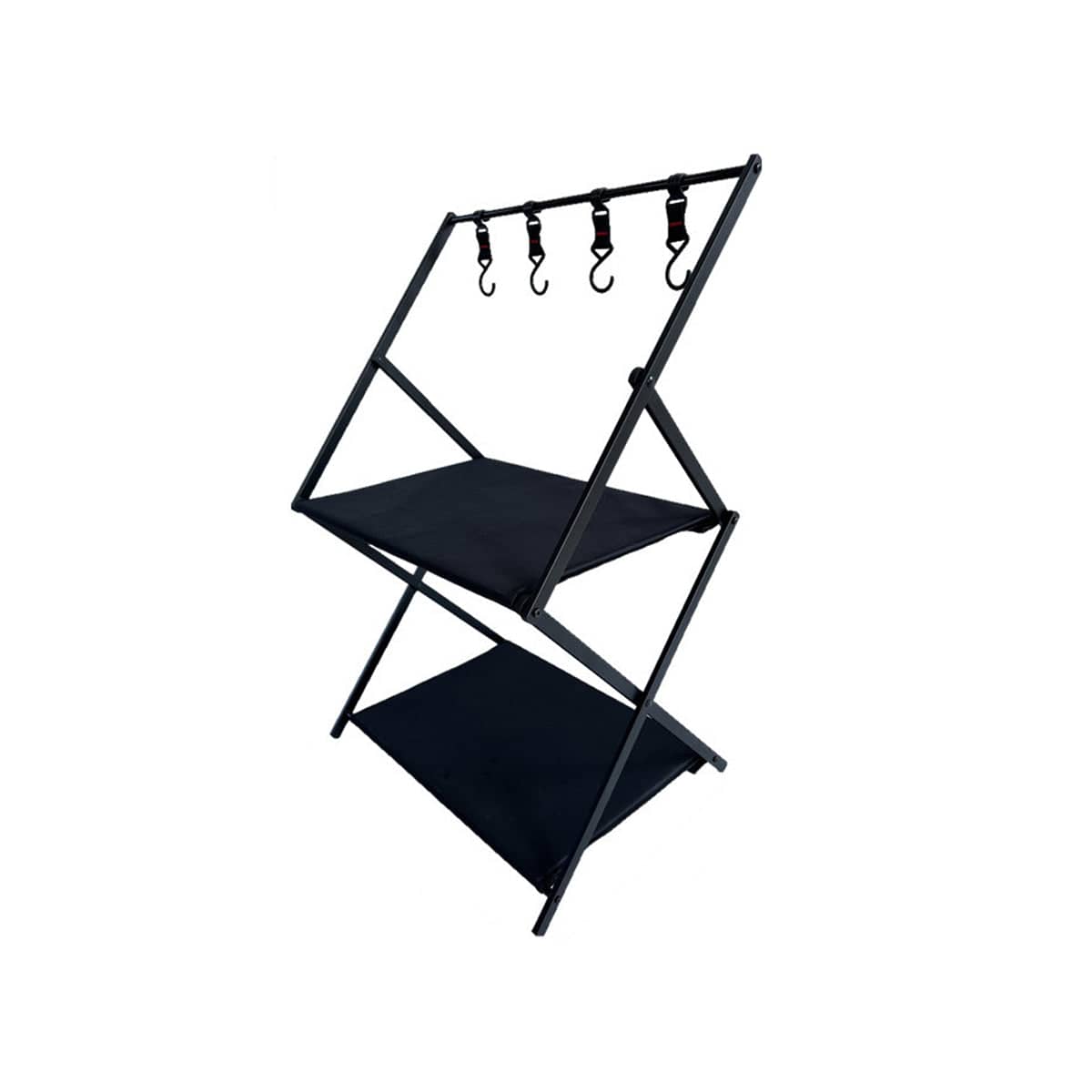 Foldable Camping Storage Rack Aluminium Alloy Sturdy Space Saving - 2 Tiers