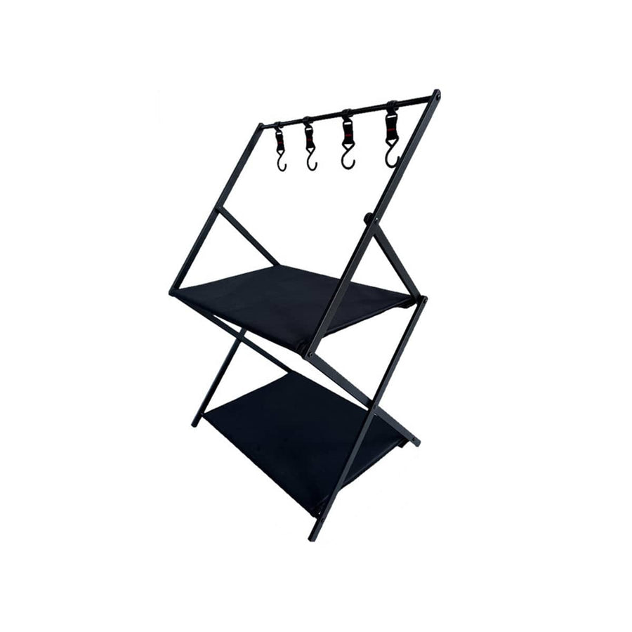 Foldable Camping Storage Rack Aluminium Alloy Sturdy Space Saving - 2 Tiers