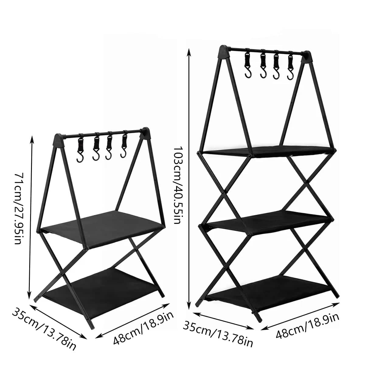 Foldable Camping Storage Rack Aluminium Alloy Sturdy Space Saving - 2 Tiers - view 4