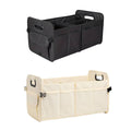 Foldable Car Boot Organiser with Compartments - Beige - view 2