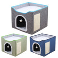 Foldable Cat Bed with Hideaway and Scratching Board - Dark Grey - view 3