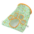 Foldable Cat Tunnel with Peek Holes and Hanging Balls - Hedgehog Print