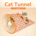 Foldable Cat Tunnel with Peek Holes and Hanging Balls - Hedgehog Print - view 5