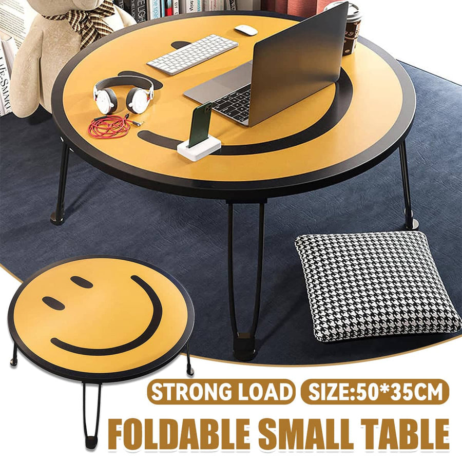 Foldable Children's Study Table with Yellow Smiley Face Top, Play Table