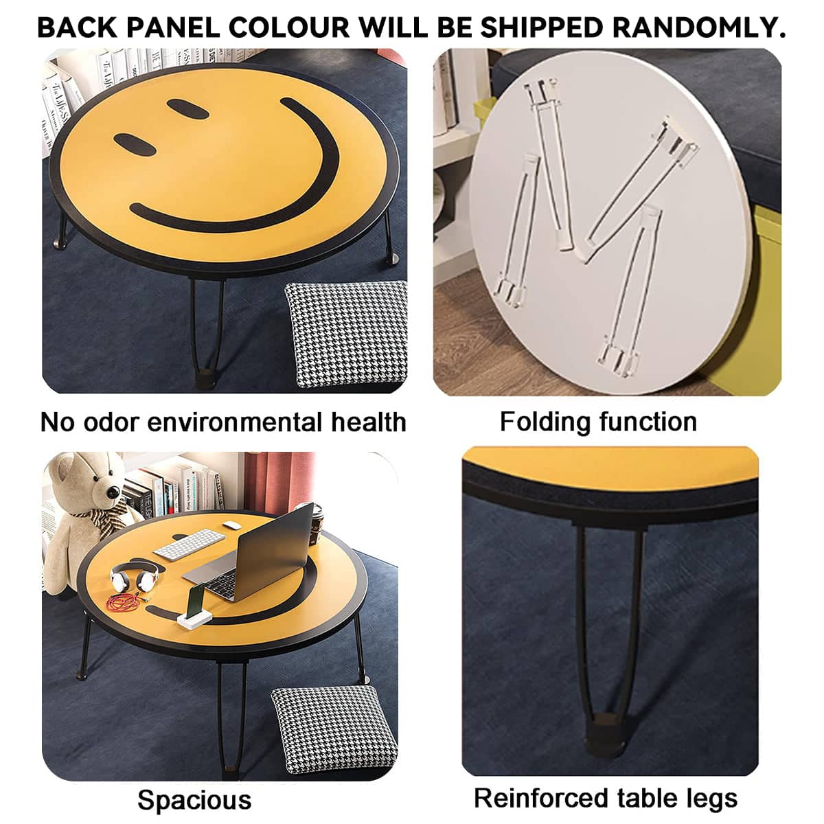 Foldable Children's Study Table with Yellow Smiley Face Top, Play Table - view 5
