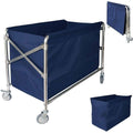Foldable Cleaning Cart with Dry and Wet Sections, Storage Trolley with Wheels - view 2
