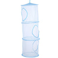 Foldable Clothes Drying Basket, Three Layers, 75 cm Tall - Blue