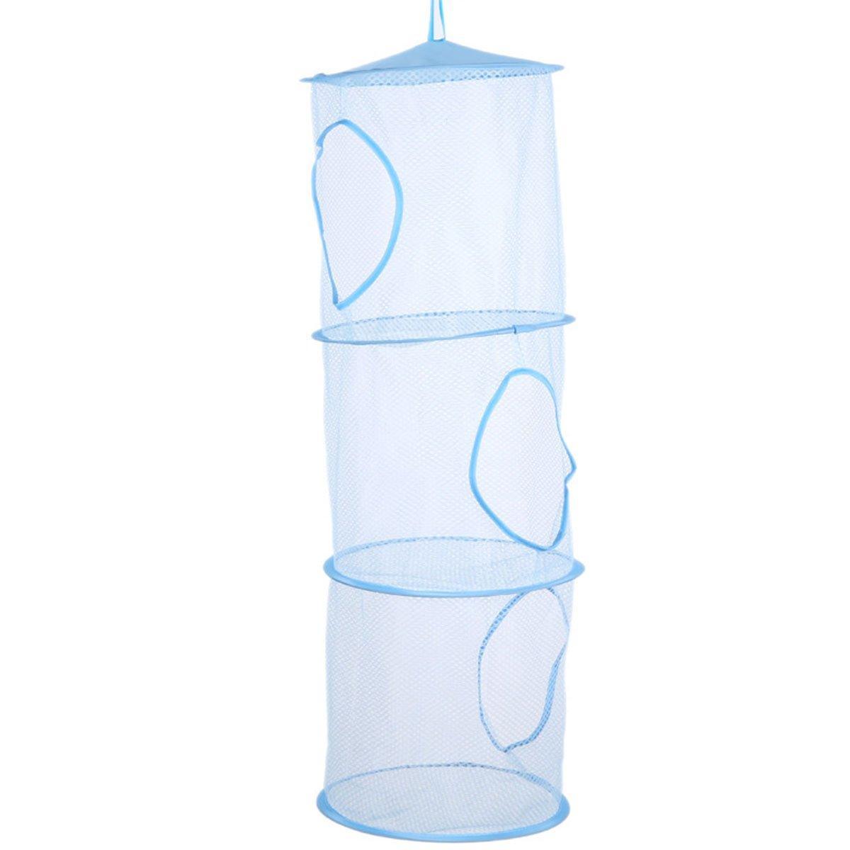 Foldable Clothes Drying Basket, Three Layers, 75 cm Tall - Blue