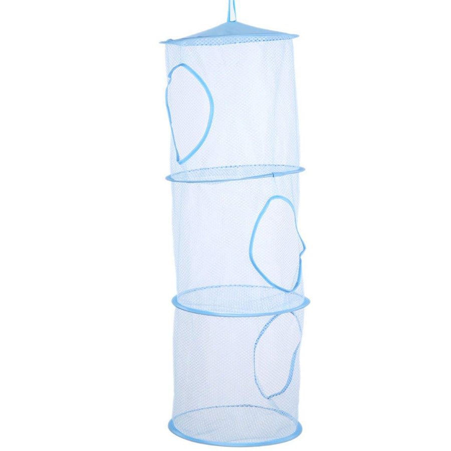Foldable Clothes Drying Basket, Three Layers, 75 cm Tall - Blue