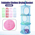 Foldable Clothes Drying Basket, Three Layers, 75 cm Tall - Blue - view 2