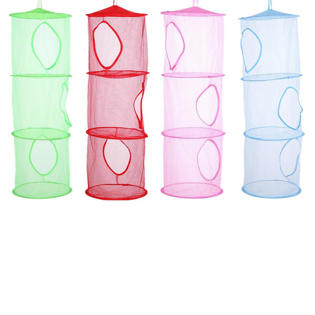 Foldable Clothes Drying Basket, Three Layers, 75 cm Tall - Blue - view 3
