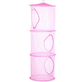 Foldable Clothes Drying Basket, Three Layers, 75 cm Tall - Pink