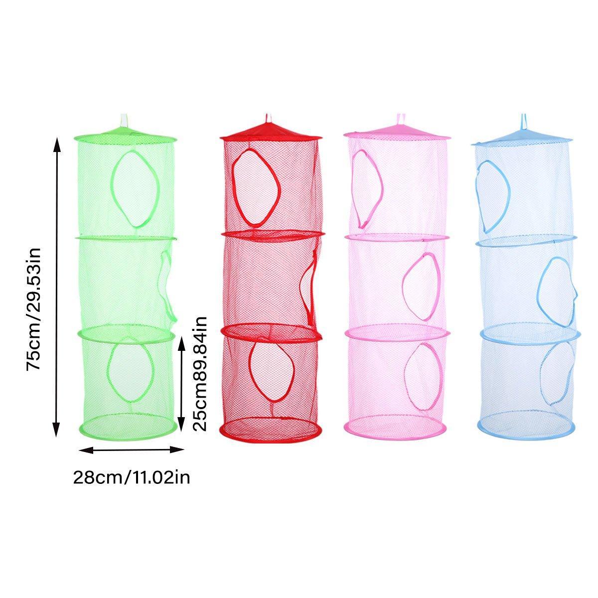 Foldable Clothes Drying Basket, Three Layers, 75 cm Tall - Pink - view 4