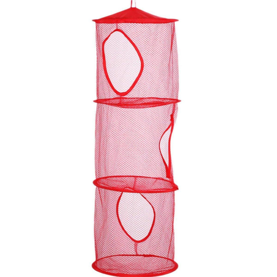 Foldable Clothes Drying Basket, Three Layers, 75 cm Tall - Red