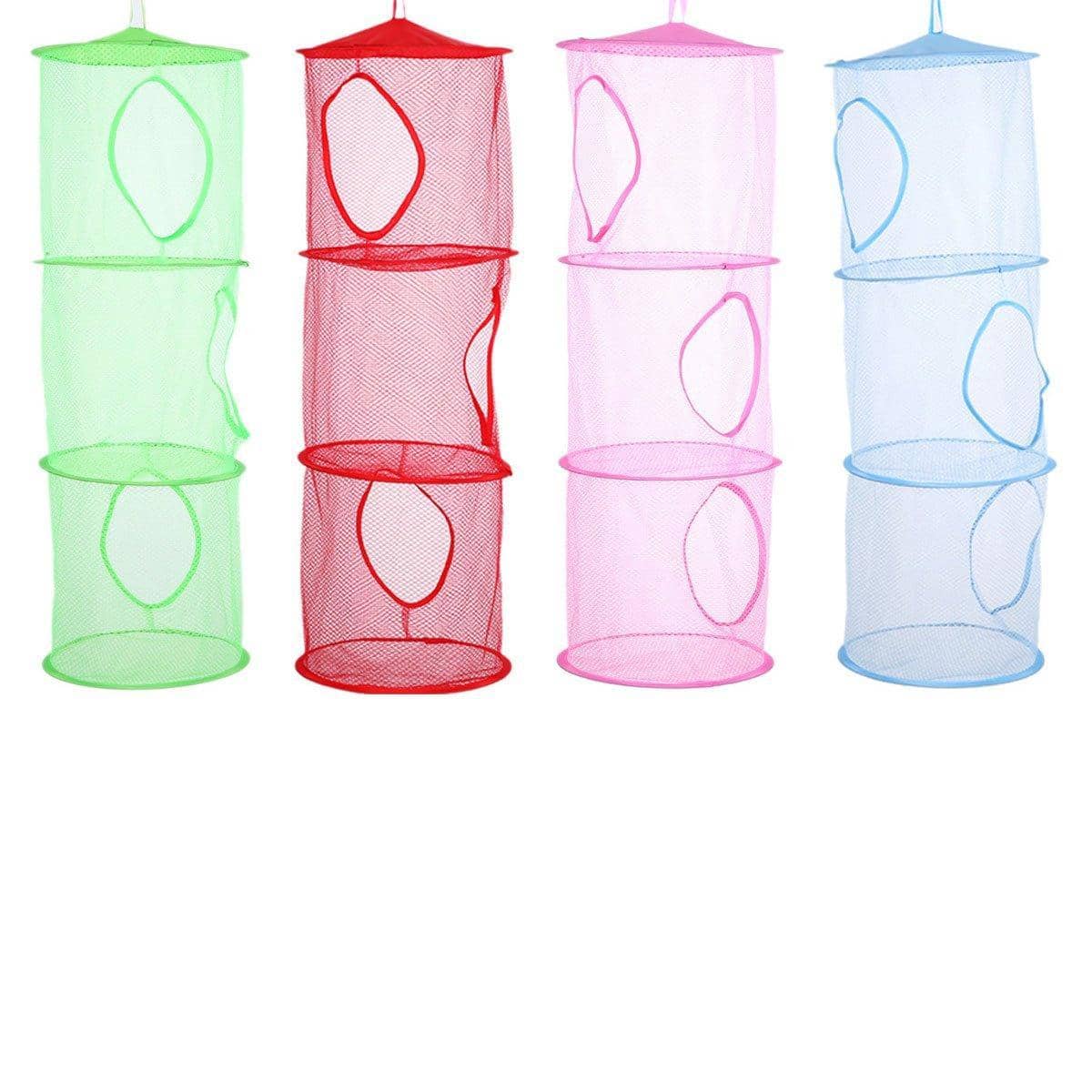 Foldable Clothes Drying Basket, Three Layers, 75 cm Tall - Red - view 3