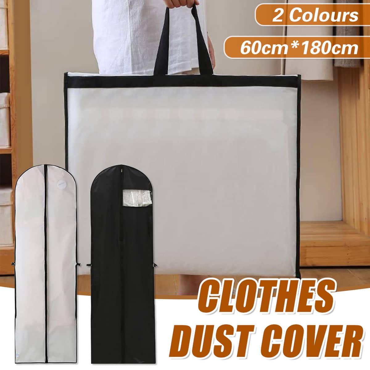 Foldable Clothes Dust Cover with Transparent Window for Suits and Dresses - Black - view 2