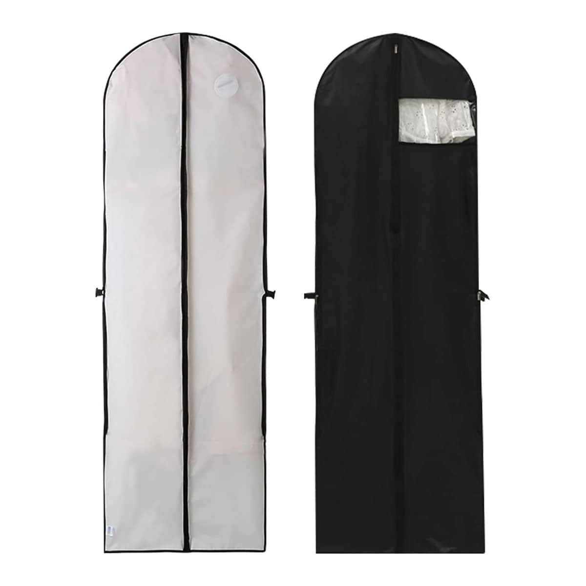 Foldable Clothes Dust Cover with Transparent Window for Suits and Dresses - Black - view 3