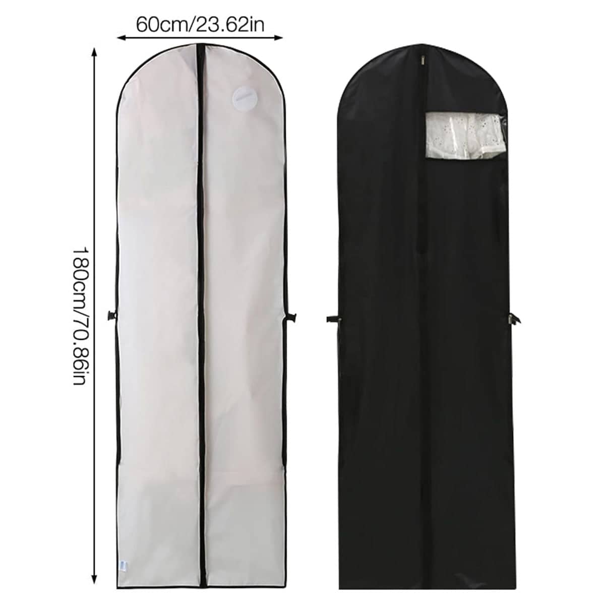 Foldable Clothes Dust Cover with Transparent Window for Suits and Dresses - Black - view 4