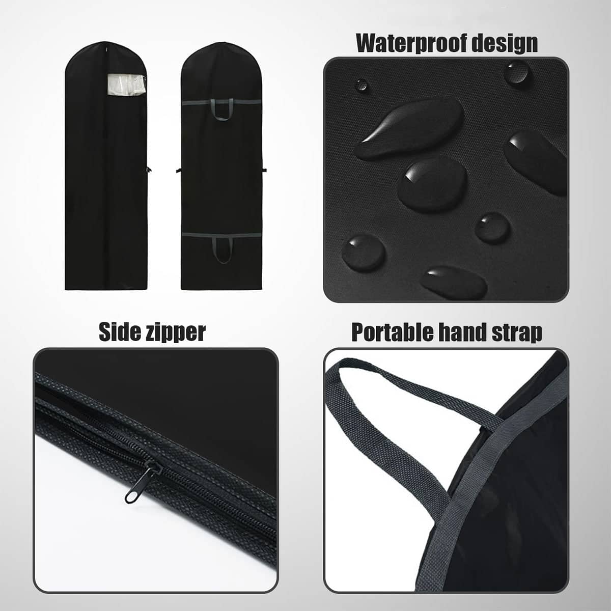 Foldable Clothes Dust Cover with Transparent Window for Suits and Dresses - Black - view 5