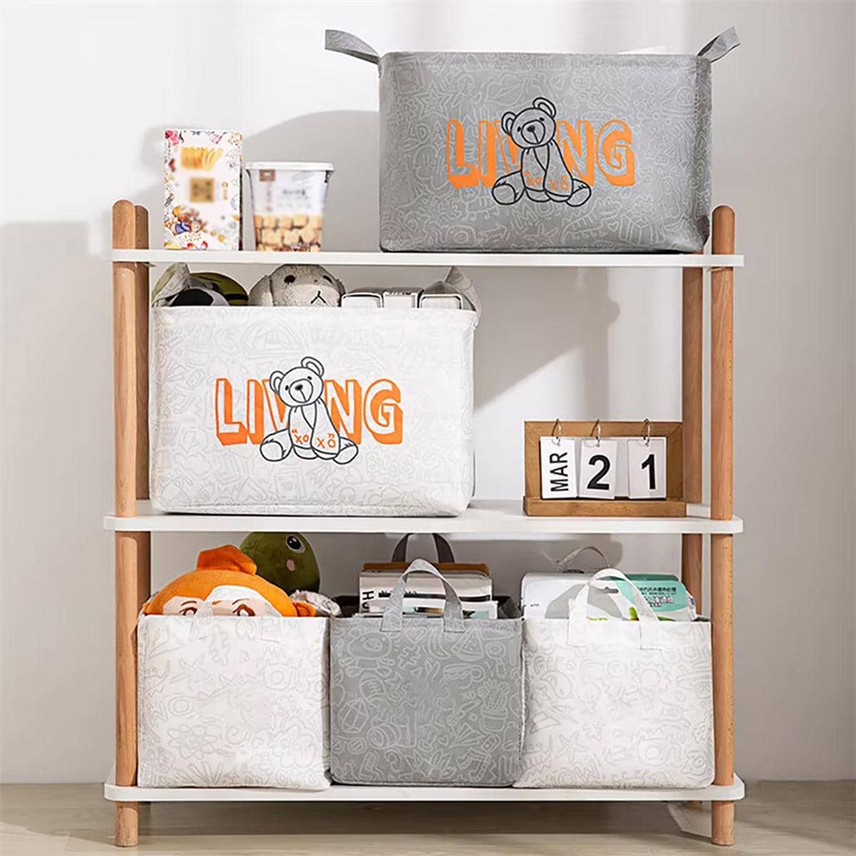 Foldable Clothes Storage Bag with Handles - Grey, Size L - view 5