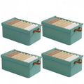 Foldable Clothes Storage Boxes with Transparent Lids, Set of 4 - Green