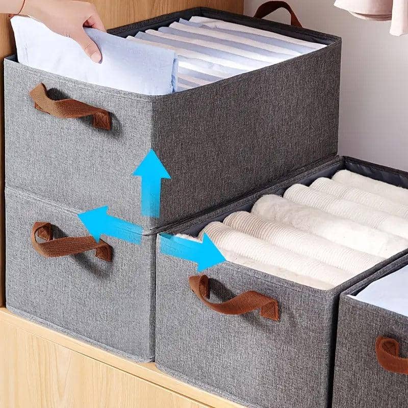 Foldable Clothes Storage Boxes with Transparent Lids, Set of 4 - Grey - view 5