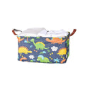Foldable Cotton Linen Storage Baskets, Set of 2 - Dinosaur Print, Navy Blue