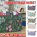 Foldable Cotton Linen Storage Baskets, Set of 2 - Dinosaur Print, Navy Blue - view 2