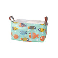 Foldable Cotton Linen Storage Baskets, Set of 2 - Fish Print, Mint Green