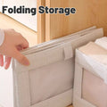 Foldable Cotton Linen Storage Boxes with Window - Beige, Pack of 4 - view 5
