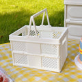 Foldable Desktop Storage Basket with Handles, 12.5 x 13.5 x 18.6 cm - Light Peach - view 5