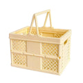 Foldable Desktop Storage Basket with Handles, 12.5 x 13.5 x 18.6 cm - Light Yellow