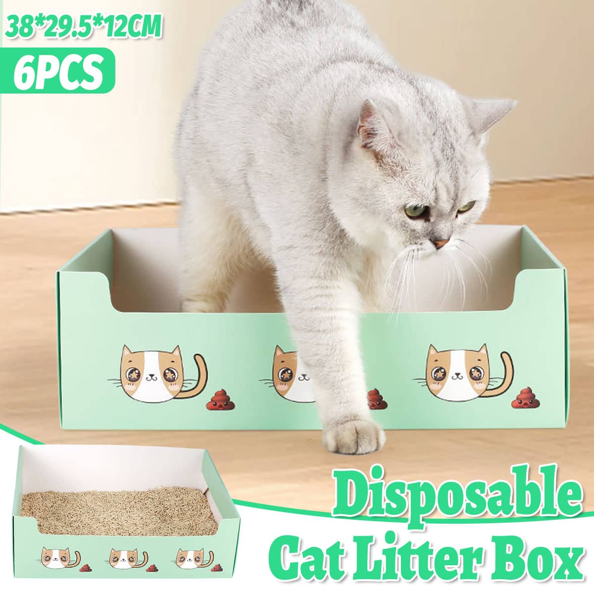 Foldable Disposable Cat Litter Box Toilet Tray for Outdoor Travel - Pack of 6