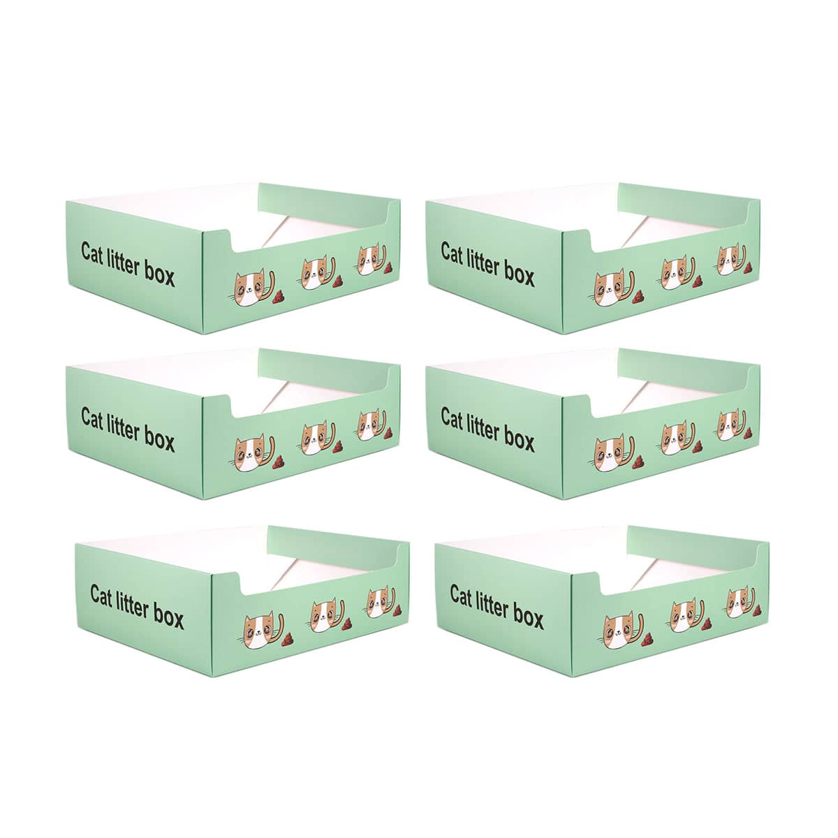 Foldable Disposable Cat Litter Box Toilet Tray for Outdoor Travel - Pack of 6 - view 2