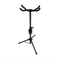 Foldable Double Head Guitar Stand Adjustable Floor Rack with Sponge Cushions - Black - view 2