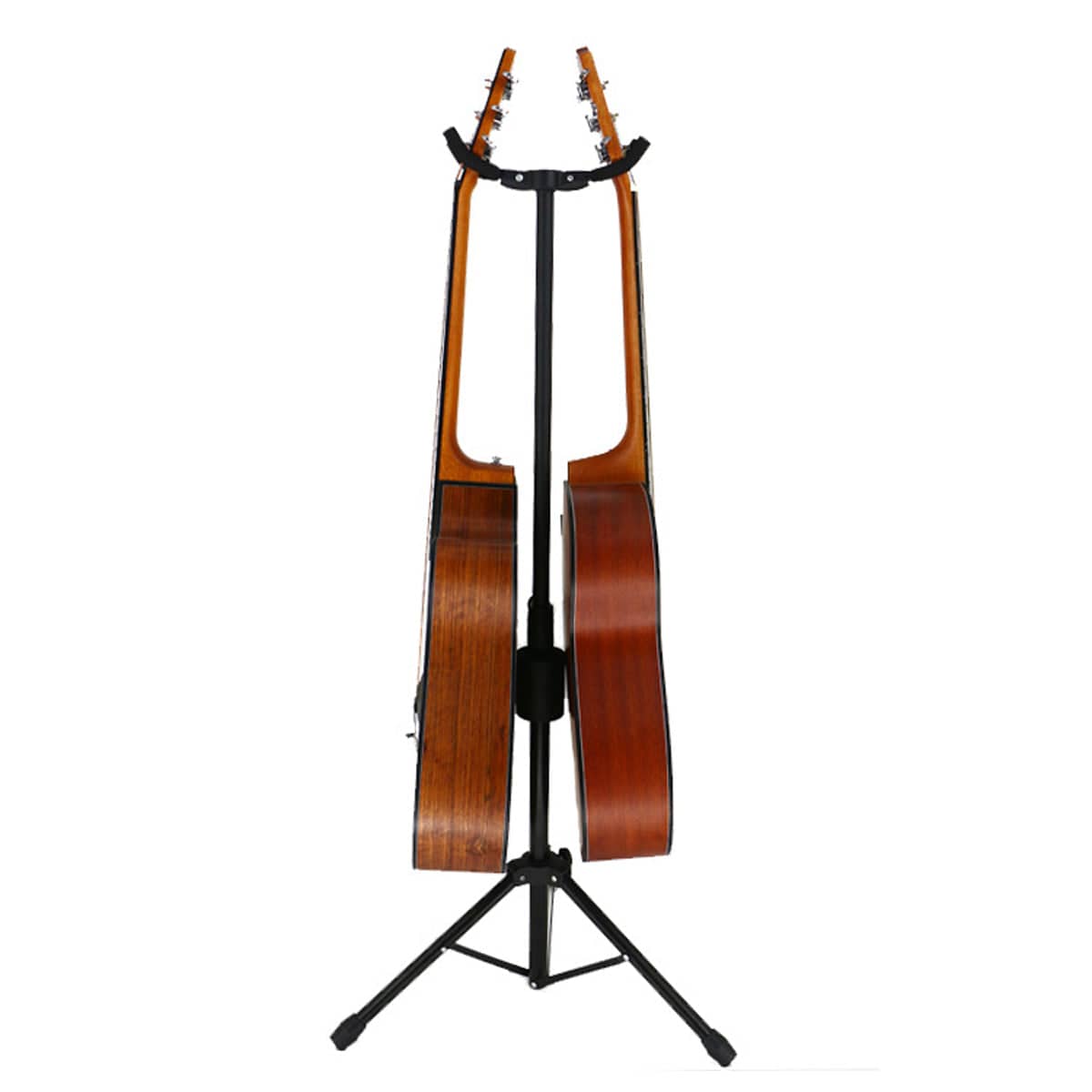 Foldable Double Head Guitar Stand Adjustable Floor Rack with Sponge Cushions - Black - view 4