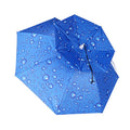 Foldable Double-Layer Fishing Umbrella Hat - Blue Raindrop Print