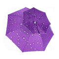Foldable Double-Layer Fishing Umbrella Hat - Purple Raindrop Print