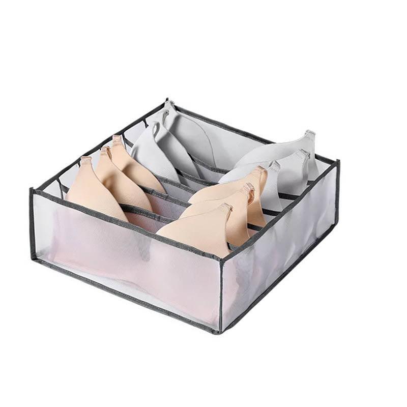 Foldable Drawer Organiser Divider - Grey with 6 Boxes (6 Grid Bra Box)