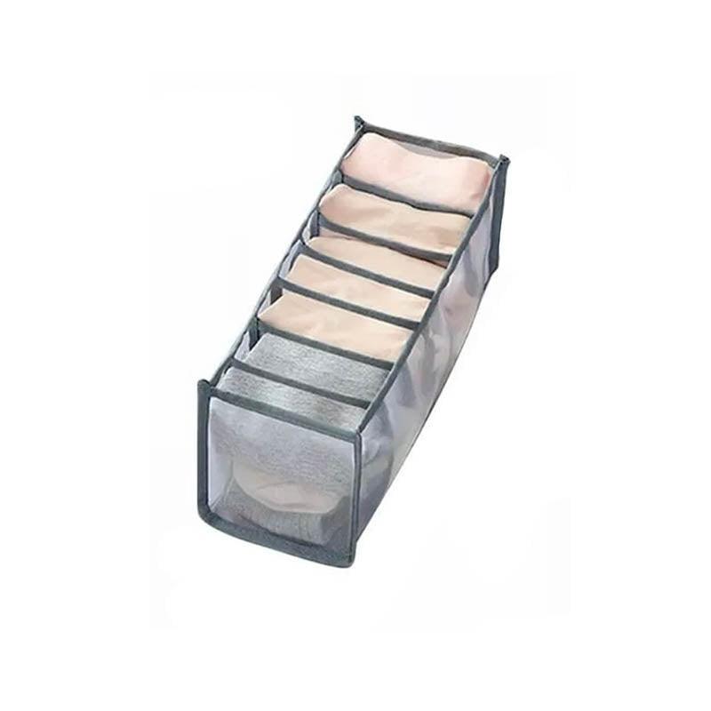 Foldable Drawer Organiser Divider - Grey with 7 Boxes (7 Grid Briefs Box)