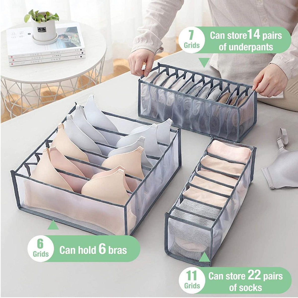 Foldable Drawer Organiser Divider - White with 11 Boxes (11 Grid Socks Box) - view 10