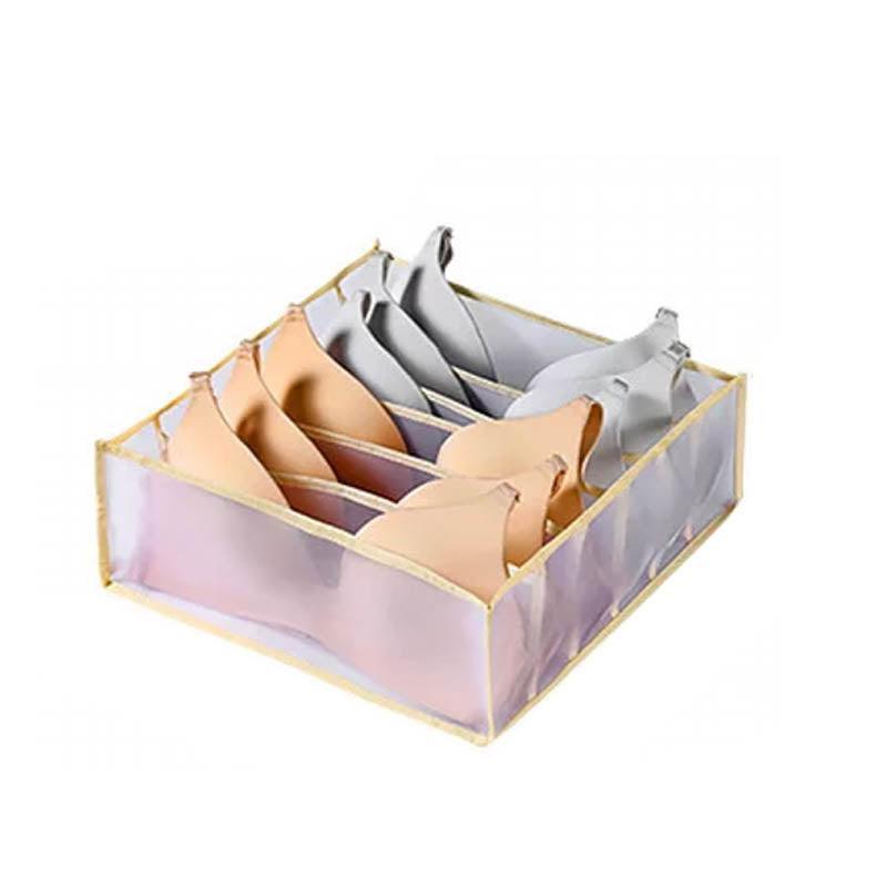 Foldable Drawer Organiser Divider - White with 6 Boxes (6 Grid Bra Box)