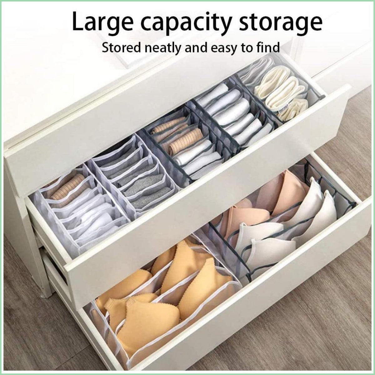 Foldable Drawer Organiser Divider - White with 7 Boxes (7 Grid Briefs Box) - view 7