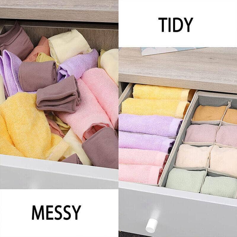 Foldable Drawer Organiser Set for Bras, Socks and Underwear - Beige, Set of 4 - view 5