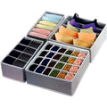 Foldable Drawer Organiser Set for Bras, Socks and Underwear - Grey, Set of 4