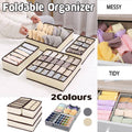 Foldable Drawer Organiser Set for Bras, Socks and Underwear - Grey, Set of 4 - view 2