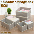 Foldable Drawer Organiser Storage Boxes, Set of 6 - Beige - view 2