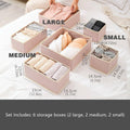 Foldable Drawer Organiser Storage Boxes, Set of 6 - Beige - view 5